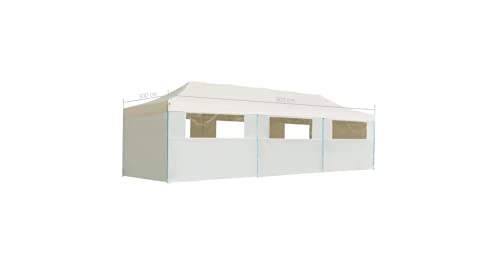 Faltzelt Partyzelt Pop-Up mit 8 Seitenwänden Gartenbauten Pavillons und Partyzelte stabil 3 x 9 m Creme – Bild 3