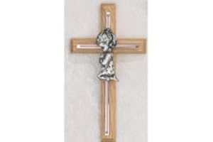 MCVAN 7" PINK OAK GIRLS WALL CROSS BABY INFANT CHRISTENING BAPTISM SHOWER