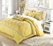 Chic Home Yellow Bed in a Bag Comforter Set, Queen Size (8 Piece), Vermont - Pinch Pleat Microfiber Bedding - Comforter, Shams, Bed Skirt, Cushions and Breakfast Pillow