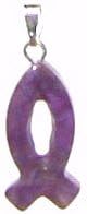 Solid Rock Jewelry 50266 Necklace Amethyst Small Ichthus 18 In. Chain