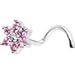 Body Candy Stainless Steel Pink Clear Accent Flower Left Nose Screw 18 Gauge 1/4