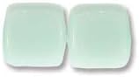 6mm Czech Two Hole Tile Beads - Opaque Pale Turquoise (50)