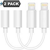 (2-Pack) Maserus Lighting to 3.5mm Headphones Jack Adapter Cable Compatible with iPhone 7/7 Plus/iPad/iPod and More (iOS 10.3 and Below only) (White) Headphone Adapter Accessories