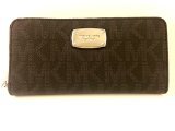 Michael Kors Signature Black PVC Zip Around Continental Wallet