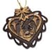 Two Layers Mahogany with Olive Wood Holy Family Nativity Scene Ornament Gift Carved by Laser - Olive Wood - Carved Inside Heart (5.5 cm or 2.2 inch with Certificate) and Gold String