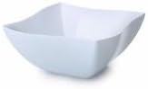 Elegant Square Wave Shaped Hard Plastic Dip Bowls/Plastic Dishes/Plastic Candy Bowls - 220ml (8oz) - 4 Pieces - White