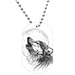 Black and White Howling Wolf Dog Tag Necklace