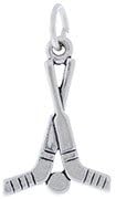 Sterling Silver Hockey Goalie Sticks & Puck Charm