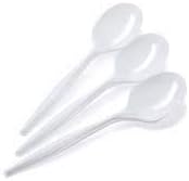 Heavy Weight Plastic White Soup Spoons Bulk Value Pack Of 222 Disposable Extra Heavy Soup Spoons 6" Long