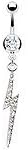 Clear Crystal Electro Thunder & Lightening Paved Gem Belly Navel Bar Ring