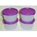 Tupperware Snack Cup Set of 4 Clear with Purple Seals 4 Oz