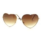 Thin Metal Frame Heart Shape Sunglasses Gold/Silver