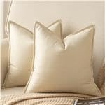 YAERTUN Pack of 2 Decorative Linen Soild Cushion Covers Farmhouse Neutral Throw Pillow Cases for Chair Couch Sofa Bedroom Living Room Home Decor 26 x 26 Inch 65x65 cm Beige