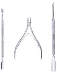Gnker Nail Cuticle Pusher Spoon Nail Scissor Stainless Steel Remover Cutter Nipper Clipper 3PCS/lot