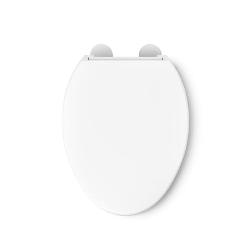 KOHLER 25875-0 HYTEN 3″ HEIGHT, ELEVATED SOFT CLOSE ELONGATED TOILET SEAT, CONTOURED SEAT WITH GRIP-TIGHT BUMPERS, QUICK-ATTACH HARDWARE, NO SLAM TOILET SEAT, WHITE