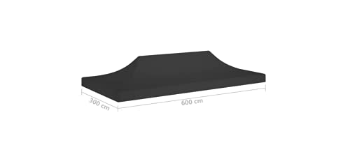 Partyzelt-Dach 6x3 m Schwarz 270 g/m² Gartenbauten Pavillon-Rahmen Dächer für Pavillions stabil – Bild 3