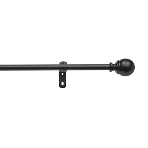Amazon Basics 1.6 cm Curtain Rod with Round Finials, 122 to 223 cm, Black