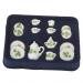 Goldblue Dollhouse Miniature 15pcs Dining Ware Tea Set White with Clover