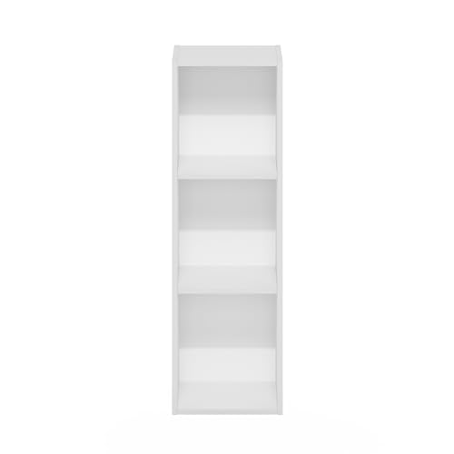 Furinno Fulda 3 Tier Space Saving Bookcase 25cm Wide White