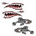 4 Pieces/Set Kayak Decals Skeleton Fish Bones Shark Teeth Mouth Canoe Fishing Boat Car Motorcycle Wall Window Laptop Stickers Graphics Accessories