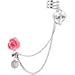 Pink Rose Flower Faux Pink Pearl I Love You Heart Ear Cuff Chain Post Earring