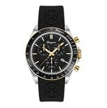 Ferragamo Urban Chrono Collection Luxury Mens Watch Timepieces with a Black Strap and Dial Featuring a Stainless Steel Case