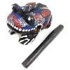 Medium 5" Wood Frog Guiro Rasp - Musical Instrument Tone Block - Hand Painted Blue by World Percussion USA