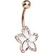 Body Candy Clear Rose White as Falling Snow Flower Belly Ring