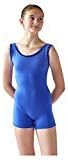 SteelCore Women's Short Unitard with Crushed Velvet Trim Large Royal