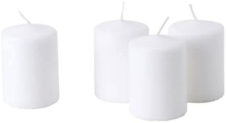 2 x Unscented Block Candle, White, Pack of 4, Diameter: 6 cm Height: 8 cm Burning time: 15 hr.