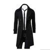 GREFER New Winter Men Slim Stylish Trench Coat Double Breasted Long Jacket Parka (L, Black)