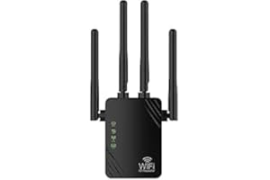 WiFi Extender Booster,1200Mbps Dual Band (5GHz/2.4GHz) Range Extender for Large Home Office, Multiple Device Support (Black)