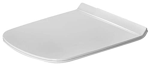 Duravit WC-Sitz DuraStyle, Toilettendeckel aus Urea-Duroplast, ohne Absenkautomatik, Klodeckel mit Edelstahl Scharnieren, verlaengerte Ausfuehrung (48,9 cm), Weiss