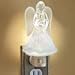 Collections Etc White Angel Soft Glow Night Light with Frosted Finish Detail, Home Lighting for Any Room