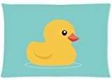 Custom Yellow Rubber Duck With Blue Background Rectangle Pillow Cases Pillow Protector Standard Size 20x30 inches (One Side )