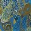 Women's All-Over Paisley Print Zip Front Long Sleeve Lounger with Split V-Neck and Side Pockets, Blue/Green, Medium