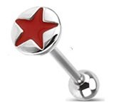 Tongue Ring 316L Surgical Steel Enamel Coated Logo Half Dome Barbells 5/8 Star 14 Gauge Body Accentz®
