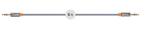 [2 Pack] iFlash 3.5mm Auxiliary Audio Cable (6ft extra long) AUX Cable -- Gold Plated, Male to Male -- for iPod, iPhone, iPad, Android Smartphone, Tablet, MP3 Player, Home / Car Stereos & More (Gray)