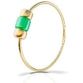 Tiny Gold Nose Ring - Handmade 14k Gold Nose Piercing with a 2mm Green Gem - Thin 24 Gauge 7mm Hoop - Comfortable Nose Piercings