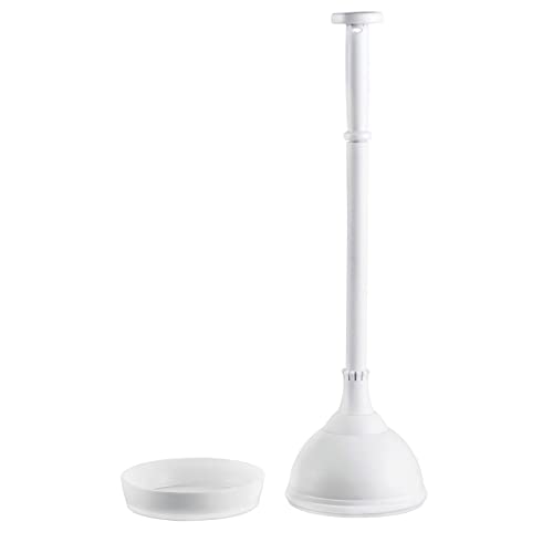 mDesign Plastic Bathroom Toilet Bowl Plunger Set with Lift & Lock Cover, Compact Discreet