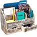 Excello Global Products Distressed Wood Office Desk Organizer: Includes 6 Compartments and 2 Drawers to Organize Desk Accessories, Mail, Pens, Notebooks, Folders, Pencils and Office Supplies (Brown)