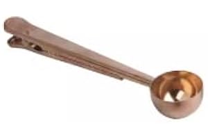 FOODOLOGY FEEDING Coffee Scoop Clip - Measuring Spoon Clip - Coffee Measuring Spoon for Ground Coffee - Gold Coffee Scoop - Black Coffee Scoop - Pretty Coffee Scoop - Coffee Espresso Scoop (Black) (Copper)