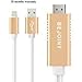 iPhone Lightning to HDMI Adapter Lightning Digital AV HDTV Projector Cable 1080P Aluminum Alloy Shell Plug and Play for iPad iPod iPhone BEJOINY (Gold)