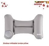 Jieyao Outdoor Lumbar Pillows Inflating Camping Pillow with Washable Cover, Side Sleeper Pillow for Traveling, Camping, Working.(Gray)