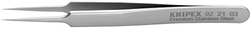 KNIPEX Tools 92 21 03 Premium Stainless Steel Gripping Tweezers-Needle-Point Ti…