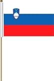 Slovenia Large 12 X 18 Inch Country Stick Flag Banner on a 2 Foot Wooden Stick .. Great Quality Polyester ... New