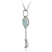 Sterling Silver Blue Turquoise Heart Key Pendant with 18
