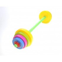 AMPERSAND SHOPS Toy Kids Adjustable Barbell - 8 Different Weight Plates (30" Bar)