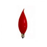 60 WATT FLAME TIP RED CANDELABRA BASE SHATTERPROOF INDUSTRIAL GRADE DECORATIVE BULB RED SHATTER RESISTANT BULB