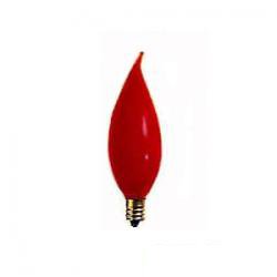 40 WATT FLAME TIP RED CANDELABRA BASE SHATTERPROOF INDUSTRIAL GRADE DECORATIVE BULB RED SHATTER RESISTANT BULB